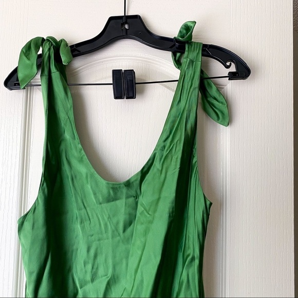 Cult Gaia Dress Dehlila Satin Silky Slinky Backless Adjustable Tie Fern L NWT - Picture 8 of 10
